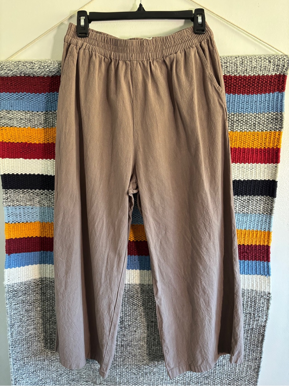Wide Leg Women’s Cotton Pants in Taupe - Comfortable Casual Style